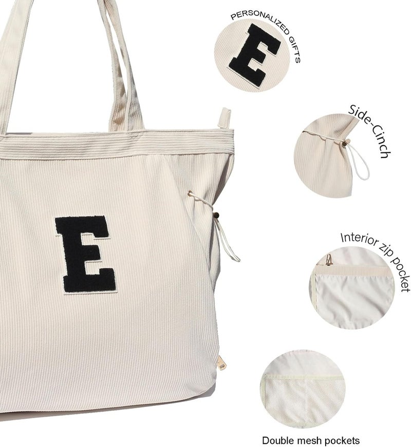 ESVAN Corduroy Yoga Tote Bag Gifts for Women Drawstring Yoga Mat Bag for Office Workout Travel Carryall Pilates Gym - Image 3